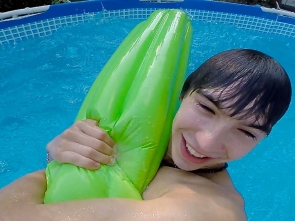 Enjoy summer fun in the pool with Aston twins